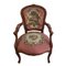 French Louis XV Upholstered Needlework Armchair with Ottoman, Set of 2 2