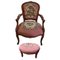 French Louis XV Upholstered Needlework Armchair with Ottoman, Set of 2 1