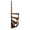 Large Mid-20th Century Library Ladder in Carved Wood Green Leather 1