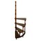 Large Mid-20th Century Library Ladder in Carved Wood Green Leather, Image 1