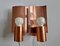 Mid-Century Copper Wall Lamps, Denmark, 1968, Set of 2, Image 9