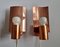Mid-Century Copper Wall Lamps, Denmark, 1968, Set of 2 3