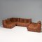 Togo Modular Sofa in Brown Leather by Michel Ducaroy for Ligne Roset, 1980s, Set of 5, Image 3