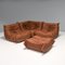Modulares Togo Sofa aus Braunem Leder von Michel Ducaroy für Ligne Roset, 1980er, 5er Set 6
