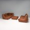 Togo Modular Sofa in Brown Leather by Michel Ducaroy for Ligne Roset, 1980s, Set of 5 5