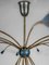 Large German Sputnik Chandelier in Brass with Blue and White Shades, 1950 9