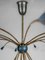 Large German Sputnik Chandelier in Brass with Blue and White Shades, 1950, Image 9