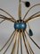 Großer deutscher Sputnik Kronleuchter aus Messing mit blauen und weißen Lampenschirmen, 1950 5