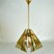 Lámpara colgante italiana de vidrio tintado y latón dorado de Gino Paroldo, años 50, Imagen 5