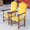 Armchairs in Carved Wood and Yellow Velvet, 1980s, Set of 2 3