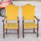 Armchairs in Carved Wood and Yellow Velvet, 1980s, Set of 2 1