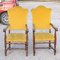 Armchairs in Carved Wood and Yellow Velvet, 1980s, Set of 2, Image 1