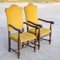 Armchairs in Carved Wood and Yellow Velvet, 1980s, Set of 2 2