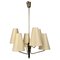 Mid-Century Austrian Pendant Lamp in Brass with Silk Shades from Rupert Nikoll, 1965 1