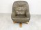 Brutalist Oak and Leather Swivel Chair, 1970s 4