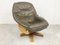 Brutalist Oak and Leather Swivel Chair, 1970s 7