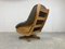 Brutalist Oak and Leather Swivel Chair, 1970s, Image 11