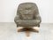 Brutalist Oak and Leather Swivel Chair, 1970s 5