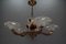 Art Deco French Frosted Glass, Brass, and Copper Chandelier, 1930s, Image 8