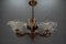 Art Deco French Frosted Glass, Brass, and Copper Chandelier, 1930s 2