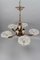 Art Deco French Frosted Glass, Brass, and Copper Chandelier, 1930s, Image 14