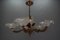 Art Deco French Frosted Glass, Brass, and Copper Chandelier, 1930s, Image 20