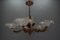 Lámpara de araña francesa Art Déco de vidrio esmerilado, latón y cobre, años 30, Imagen 20