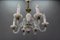 Italian Murano White Clear and Milk Glass Six-Arm Chandelier, 1950s 10