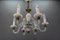 Italian Murano White Clear and Milk Glass Six-Arm Chandelier, 1950s, Image 10