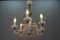 Italian Murano White Clear and Milk Glass Six-Arm Chandelier, 1950s, Image 5