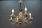 Italian Murano White Clear and Milk Glass Six-Arm Chandelier, 1950s 6