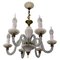 Italian Murano White Clear and Milk Glass Six-Arm Chandelier, 1950s 1