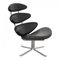 Corona Stuhl aus schwarzem Leder von Poul M. Volther, 2000er 3