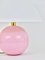 Lampada da tavolo sferica a pois rosa pastello in ceramica e ottone di Studio Paf Milano, anni '70, Immagine 15