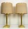 Large Brass Table Lamps with Lampshades from Metalarte, Spain, 1960s, Set of 2 2