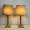 Large Brass Table Lamps with Lampshades from Metalarte, Spain, 1960s, Set of 2 18