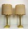 Large Brass Table Lamps with Lampshades from Metalarte, Spain, 1960s, Set of 2 1