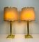 Large Brass Table Lamps with Lampshades from Metalarte, Spain, 1960s, Set of 2 3