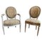 Louis XVI Style Medaillon Armchair & Side Chair in Lacquered Wood, 1950s, Set of 2 1