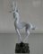 Glas Hirsch Figur auf Marmorsockel von Istvan Komaromy, UK, 1950er 2