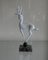 Glas Hirsch Figur auf Marmorsockel von Istvan Komaromy, UK, 1950er 1