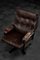 Vintage Mid-Century Scandinavian Modern Brown Leather Executive Swivel Chair, 1970s 10