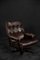Vintage Mid-Century Scandinavian Modern Brown Leather Executive Swivel Chair, 1970s 1