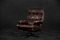 Vintage Mid-Century Scandinavian Modern Brown Leather Executive Swivel Chair, 1970s 3