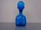 Blaue Italienische Glaskaraffe mit Stopfen von Empoli, 1960er 4