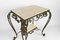 French Art Deco Rolling Service Table in Wrought Iron and Travertine, 1940s 12