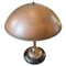 Industrielle italienische Tischlampe aus Kupfer & Holz, 1950er 2