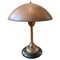Industrielle italienische Tischlampe aus Kupfer & Holz, 1950er 1