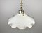 Long Vintage Ceiling Lamp with White Glass Shade & Metal Fitting 4