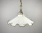 Long Vintage Ceiling Lamp with White Glass Shade & Metal Fitting 2